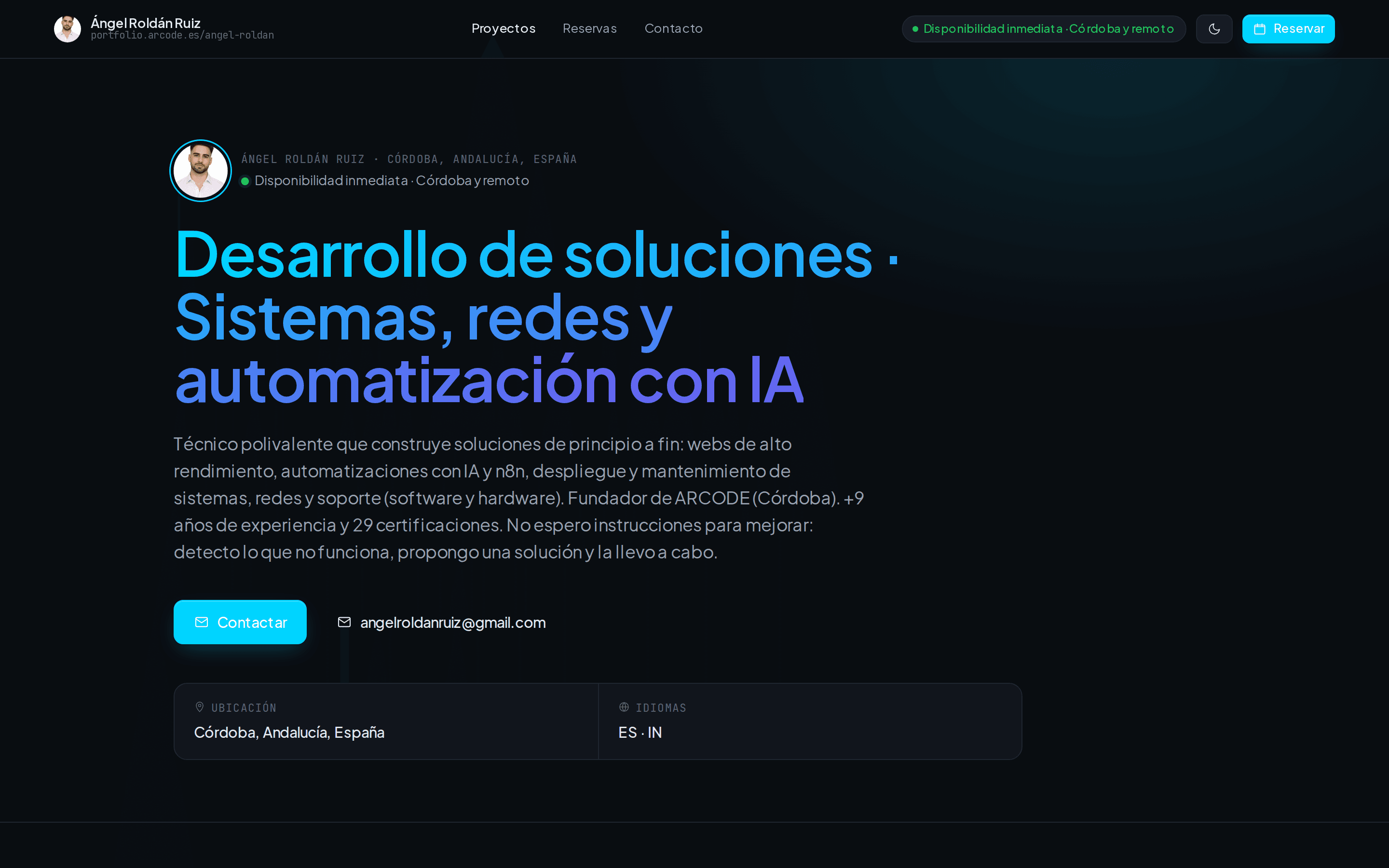 Portfolio + Tarjeta digital — captura