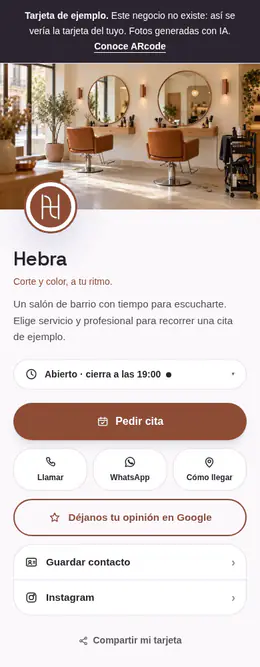 Captura real de la tarjeta de Hebra