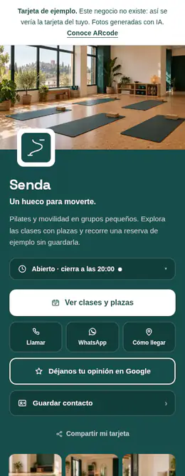Captura real de la tarjeta de Senda